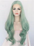 Long Medium Sea Green Wave Synthetic Lace Front Wig