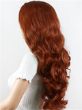 Long Middle-Part Copper Reddish Brown Wave Synthetic Lace Front Wig - FashionLoveHunter