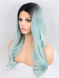 Long Mint Absinthe Green Ombre Synthetic Lace Front Wig - FashionLoveHunter
