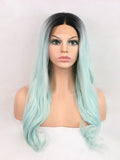 Long Mint Absinthe Green Ombre Synthetic Lace Front Wig - FashionLoveHunter