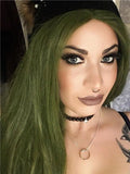 Long Mustard Seafoam Green Straight Synthetic Lace Front Wig