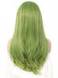Long Mustard Seafoam Green Straight Synthetic Lace Front Wig - FashionLoveHunter