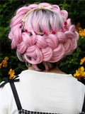 Long Myrtle Rose Diva Pink Wave Synthetic Lace Front Wig - FashionLoveHunter
