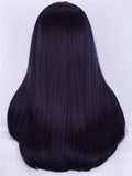 Long Mystery Dark Purple Ombre Straight Synthetic Lace Front Wig