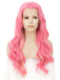 Long Peony Mixed Pink Wave Synthetic Lace Front Wig