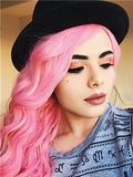 Long Peony Mixed Pink Wave Synthetic Lace Front Wig - FashionLoveHunter