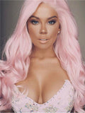 Long Pink Wave Cupcake Synthetic Lace Front Wig