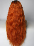 Long Pomegranate Bloom Bright Chocolate Ombre Synthetic Lace Front Wig