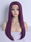 Long Popular Grape Purple Straight Synthetic Lace Front Wig - FashionLoveHunter