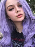 Long Pure Lavender Wave Synthetic lace front wig - FashionLoveHunter