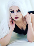 Long Pure White Cosplay Straight Synthetic Lace Front Wig