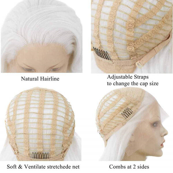 Coplay Wave Long Realistic White Halloween Cosplay Wave Synthetic Lace Front Wig ...