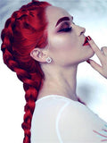 Long Red Carnation Passion Synthetic Lace Front Wig - FashionLoveHunter