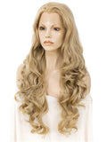 Long Royal Ash Golden Loose Wave Layered Synthetic Lace Front Wig - FashionLoveHunter
