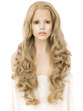 Long Royal Ash Golden Loose Wave Layered Synthetic Lace Front Wig - FashionLoveHunter