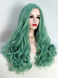 Long Sea Blue Wave Synthetic Lace Front Wig