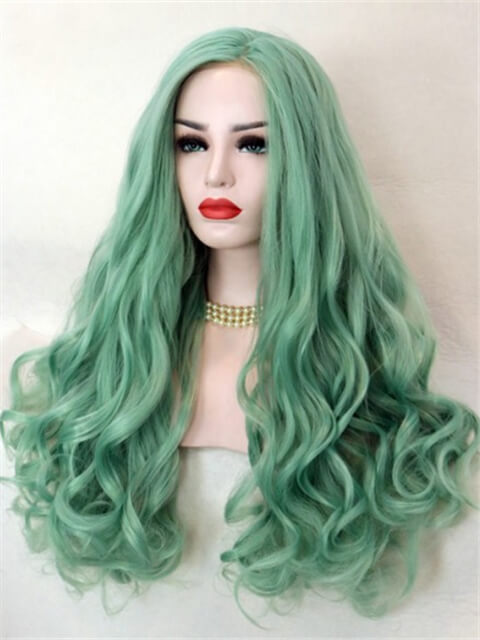 Long Sea Blue Wave Synthetic Lace Front Wig