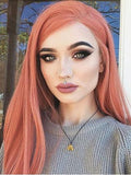 Long Shrimp Rose Synthetic Lace Front Wig