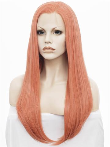 Long Shrimp Rose Synthetic Lace Front Wig - FashionLoveHunter