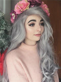 Long Star Grey Wavy Synthetic Lace Front Wig