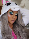 Long Stylish Enhancing Gray Ombre Wave Synthetic Lace Front Wig