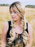 Long Sugar Cookie Gold Wave Synthetic Lace Front Wig - FashionLoveHunter