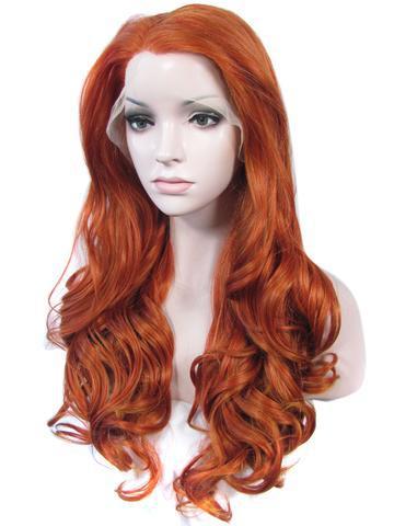 Long Sulphureus Copper Free-Part Wave Synthetic Lace Front Wig - FashionLoveHunter