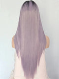Long Thistle Light Purple Ombre Synthetic Lace Front Wig