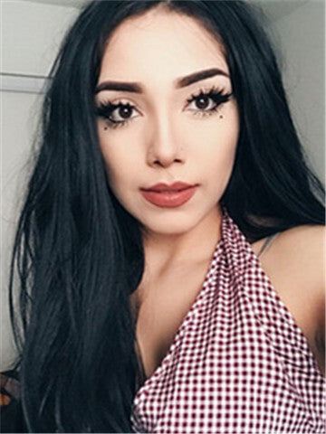 Long Vivianite Dark Blue Straight Synthetic Lace Front Wig