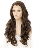 Loose Wave Brown Auburn Blend Long Synthetic Lace Front Wig - FashionLoveHunter