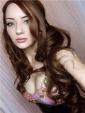 Loose Wave Brown Auburn Blend Long Synthetic Lace Front Wig - FashionLoveHunter