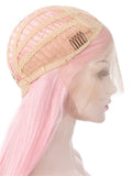 Straight Pink Synthetic Glueless Lace Front Wigs - Imstylewigs