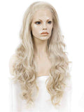 Ash Blond Long Wavy Glueless Synthetic Lace Front Wigs - Imstylewigs
