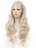 Ash Blond Long Wavy Glueless Lace Front Wigs - Imstylewigs