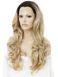 Long Balayage Blonde Wavy Synthetic Lace Front Wigs - Imstylewigs