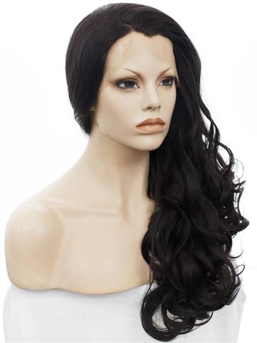 New Arrival Black Wavy Long Synthetic Lace Front Wig - FashionLoveHunter