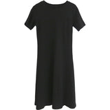 summer new retro temperament a word Slim round neck short-sleeved dress 590285242429#4212742155271