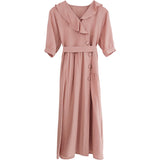 spring new Korean version of the cute solid color with short-sleeved dress children students 590133501540#4051653608949