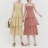 Summer new Korean version of the fresh retro sash plaid dress children's temperament