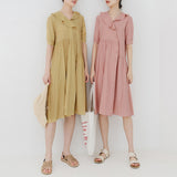 spring new Korean version of the cute solid color with short-sleeved dress