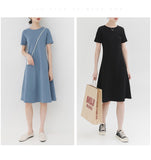 summer new retro temperament a word Slim round neck short-sleeved dress