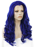 Dark Blue Drag Queen Wave Long Synthetic Lace Front Wig