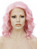 Pure Pink Wave Bob Synthetic Lace Front Wig - FashionLoveHunter