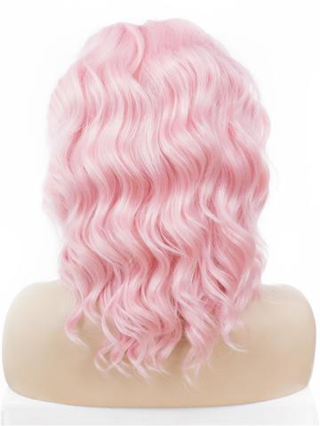Pure Pink Wave Bob Synthetic Lace Front Wig - FashionLoveHunter