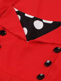 Red and Polka Dot Patchwork 50s Vintage Long Dresses for Women Square Neck High Waist Half Sleeve Autumn Swing Dress