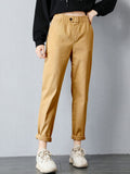 Temperament Casual Women Loose Slim Overalls High Waist Radish Bottoms Pants