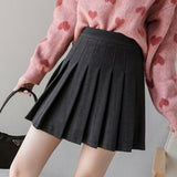 High Waist Mini Skirt Women Spring Korean Style Solid Color All-match Woolen Ladies A-line Short Skirts