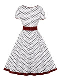 95% Cotton Square Neck 50s Pinup Robe Polka Dot Vintage Dress Women High Waist A-Line Elegant Clothes Midi Dresses