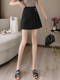 High Waist Women Summer Korean Style Solid Color All-match Ladies Elegant A-line Mini Skirt