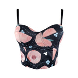 Sexy Printing Corset Nightclub Party Women Crop Top Built In Bra To Wear Outside Cropped Push Up Bustier